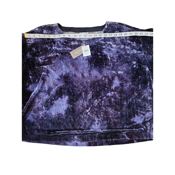 J. Jill Pure Jill Crushed Velvet Boxy Boho Blouse Women S Navy Tie-Dyed NWT - Picture 8 of 9